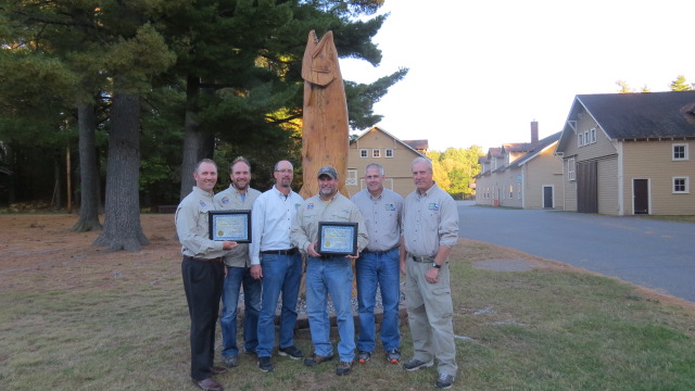 From (L) to (R): John Bennett (NWMI), Nick Durkee (NWMI), John Kubisiak (WIDNR Fisheries Biologist for Oneida Co.), Mike Sasse (NWMI), Mike Vogelsang (WIDNR - NR Region Program Manager), Steve Gilbert (WIDNR Fisheries Biologist - Vilas Co.)